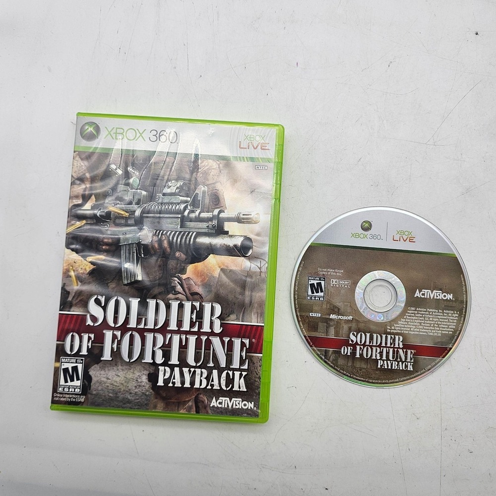 Soldier Of Fortune Payback Xbox 360 Video Game Case Disc Activision M Mature